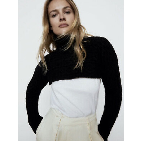 Zara black cable knit sleeve scarf blogger favorit - Picture 7 of 17